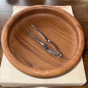 Selandia Design Teak Wood Nutcracker Bowl Set Vintage 10x10x2 Original Box